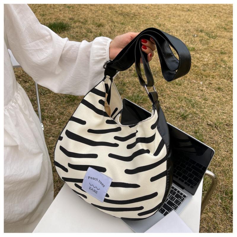 Small Bag Women's Large Capacity Shoulder Bag Zebra Crossbody Bag Canvas Tote Bag