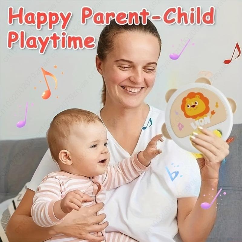 Non-Toxic Delicate Kids Clapping Tambourine Handheld Plastic Tambourine Toy Lion Tambourine Instrument Children Learn