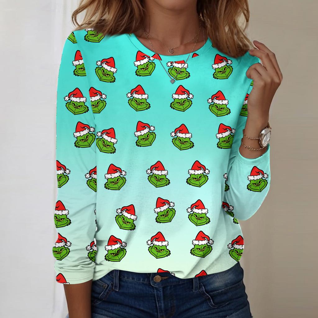 Košile s dlouhým rukávem pro ženy Roztomilý potisk Grafika Trička Halenky Běžné Velikosti Zásadní topy Pulovr