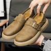 Italienische Herren Freizeitschuhe aus echtem Leder Retro Büro Dicke Sohle Slipper Monk Schuhe Slipper Outdoor Fahr-Flats