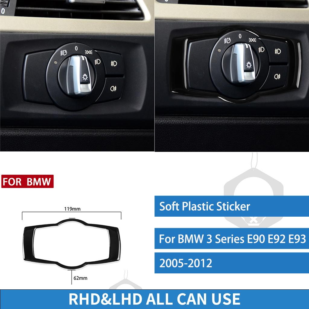 For BMW 3 Series E90 E92 E93 2005-2012 Dashboard Headlight Switch Trim Frame Cover Piano Black Stickers Car Interior Accessories Piano black