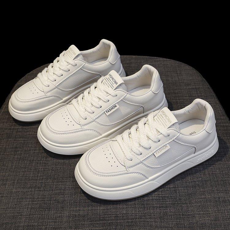 Leather little white shoes women's versatile 2025 spring new platform casual shoes women's sports shoes board shoes soft sole single shoes