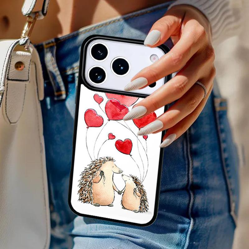 Hedgehog and Balloon Phone Case For iPhone 17 Air 14 15 13 12 Max Cover For Apple 14 15 16 16e 11 Pro Max Plus