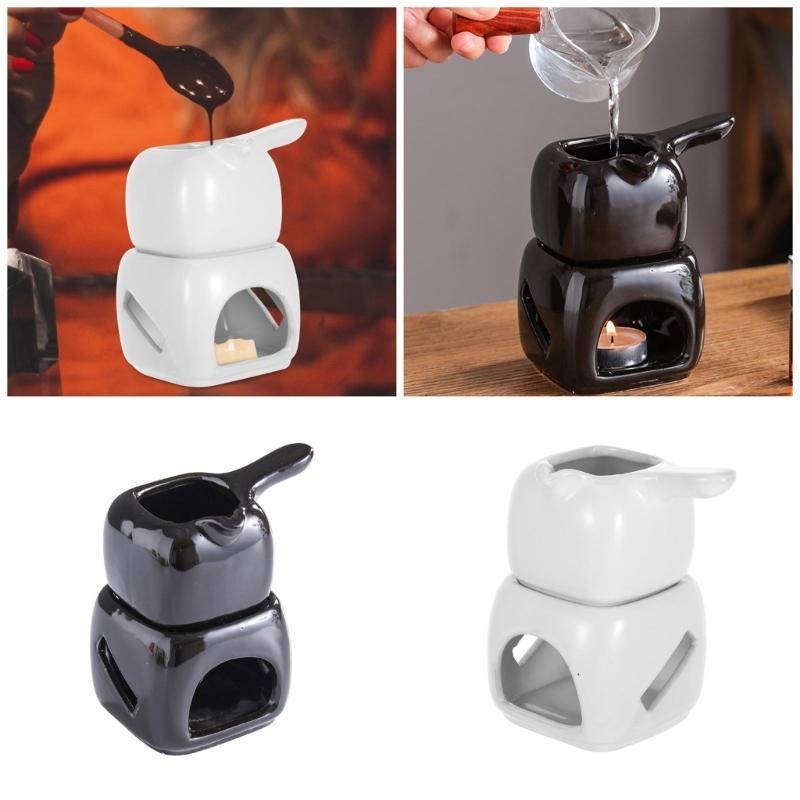 Rapid Heating Ceramic Chocolate Melting Pot for Fondue and Desserts Butter Warmer Aromatherapies Oil Burners Fondue Pot