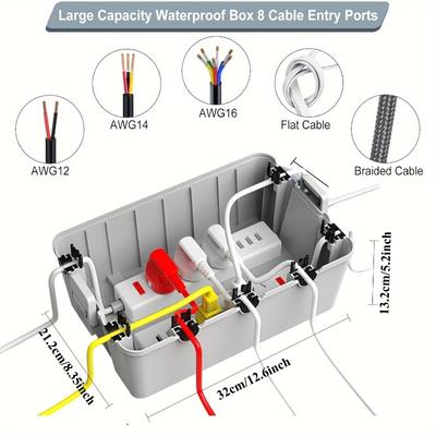1pc Large Outdoor Waterproof Electrical Box - Weatherproof Extension Outlet Cover, Protects Power Strips, Plugs& Holiday Lights