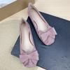 Fashion Flat Shoes for Women 2025 Spring and Autumn New Shallow Bow Square Toe Work Shoes Flat Large Size Women's Shoes Loafers
