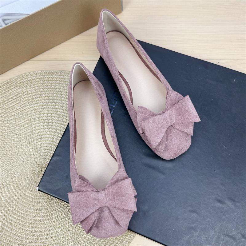 Fashion Flat Shoes for Women 2025 Spring and Autumn New Shallow Bow Square Toe Work Shoes Flat Large Size Women's Shoes Loafers