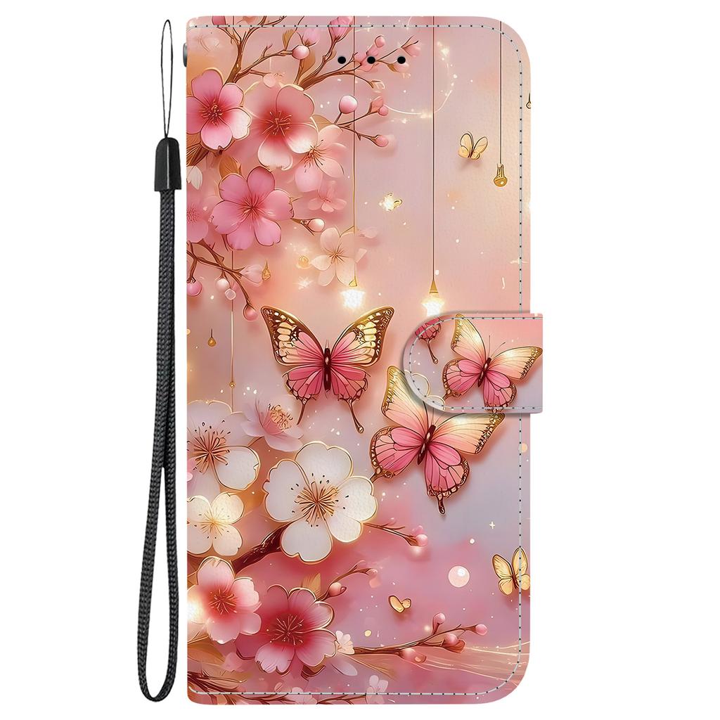 Handmade PU Leather Flip Case for Honor X6a Anti-Slip Shockproof Cover with Wrist Strap & Heart/Rose Cat Designs