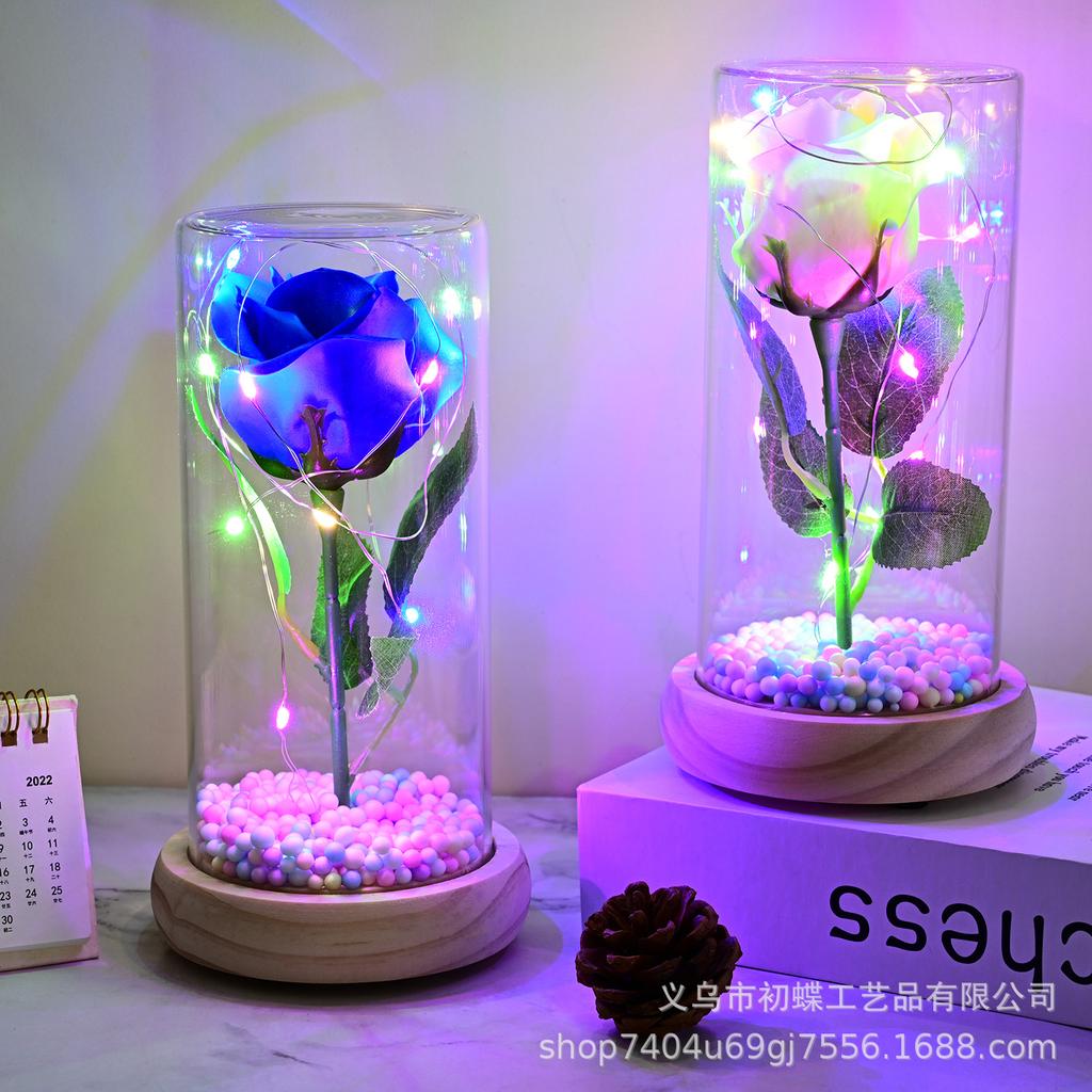 Soap flower simulation rose, soap flower with lamp, rose night light, bedroom night light bedside table ornament