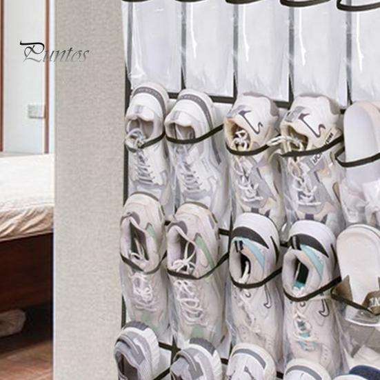 Over The Door Shoe Organizer with 35 Clear Large Pockets Space-saving Sturdy Hanging Storage Bag for Shoes Gloves Cutlery