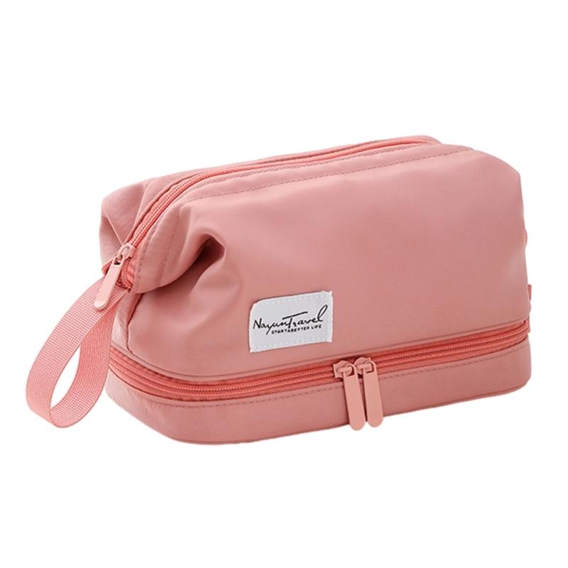 Large Travel Toiletry Cosmetic Bags Double Layer Portable Nylon Makeup Bags Storage Pouch for Women
