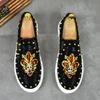 Shoes for Men Leather Casual Shoes Man Fashion Trend Luxury Embroidery Rivet Flat Mens Sneakers Shoes Leisure Slip-on Loafers