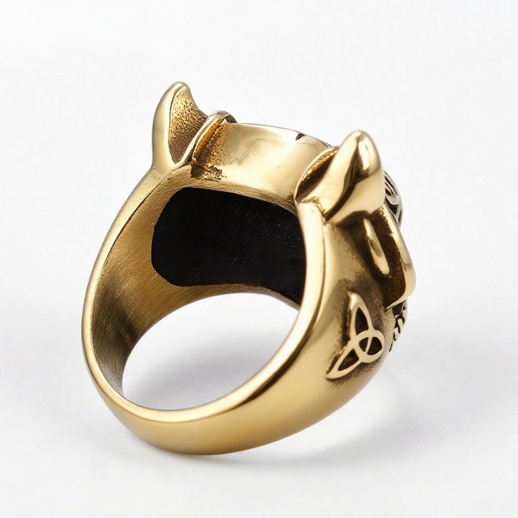 04203 Personalized Retro Ancient Greek Mythology Viking Legend Logo Wolf Ring