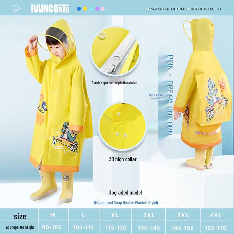 Kids Cartoon Raincoat with Backpack Slot