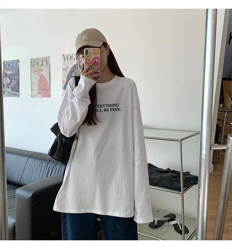 T-shirt Blanc Manches Longues pour Femme - Tendance 2026 Coton Pur Coupe Ample pour Printemps/Automne