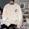 Mens Long Sleeve Fleece Crew Neck Casual Loose Pullover Sweatshirt Streetwear Print Tops