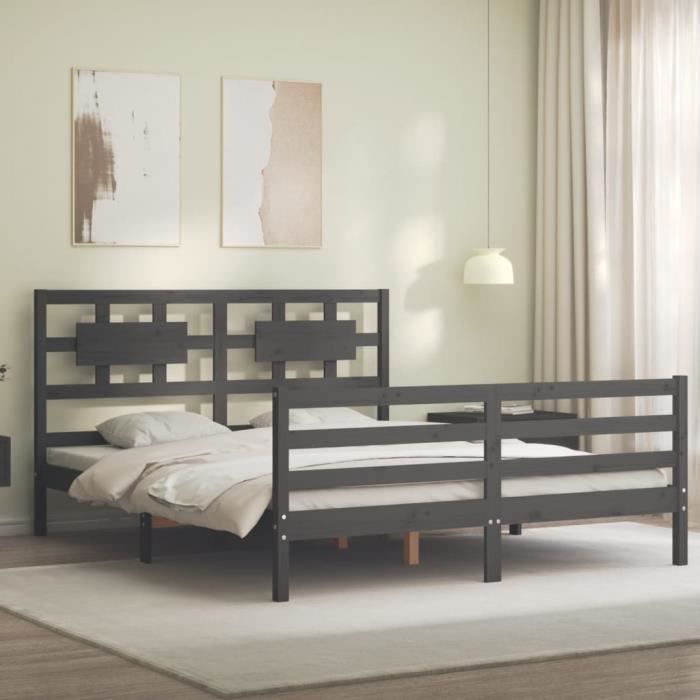 VidaXL Bed Frames with Headboard 140x200 Cm Solid Wood 3193661