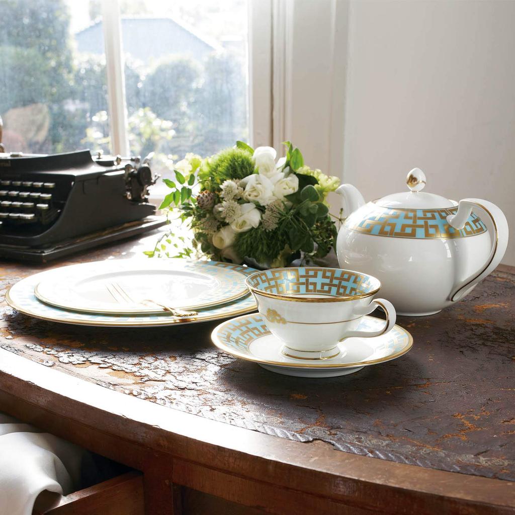 Noritake Cup & Saucer (Pair Set) (For Coffee and Tea) 220cc, Mica Karacho Design, Two Pieces, Square Joint, Bone China, P59587/4933