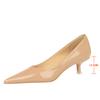Fashion Patent Leather Mid Heel Women Shoes 2025 Spring New Kitten Heels 4.5 Cm Pointed Shoes Women Pumps Occupational OL Office Heels