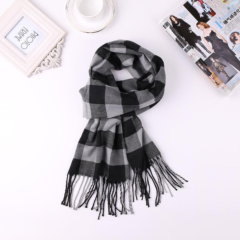 Men'S Winter Plaid Scarf Warm Women Cashmere Shawls Scarves Casual Tassel Scarfs Man Business Scarf Pashmina