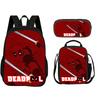 Deadpool  School 3Pcs Set Backpack+lunch Box+Pencil Case Fashion Schoolbag Backpack Trend Kids Gift Practical Multifunctional
