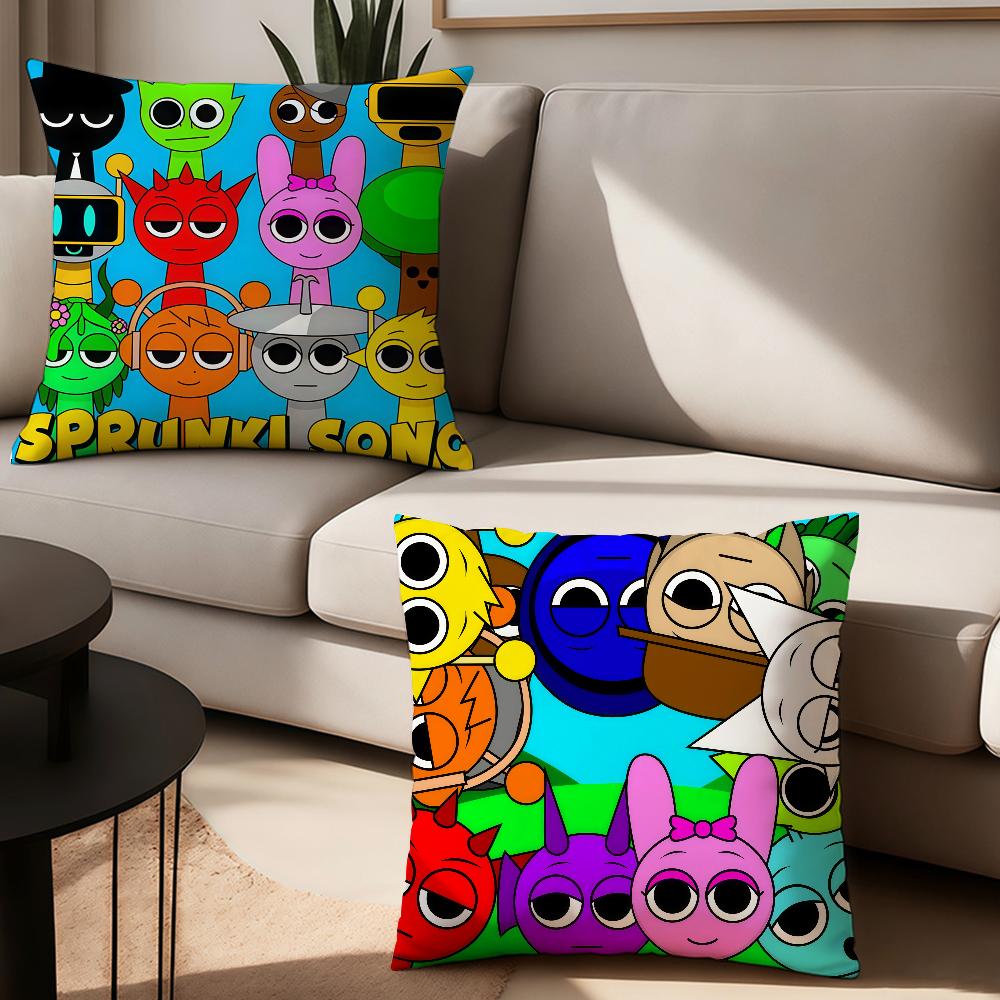 Federa Cuscino Gioco S-Sprunki Cuscini da Ufficio Adatti per Divano Auto Camera da Letto Copricuscino Decorativo