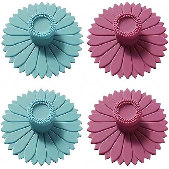 Sunflower Silicone Coffee Cup Lids (Set of 4) – Multicolored Silicone Cup Covers for Drinks, Flexible and Spill-Proof Cup Covers for Mugs, Tea