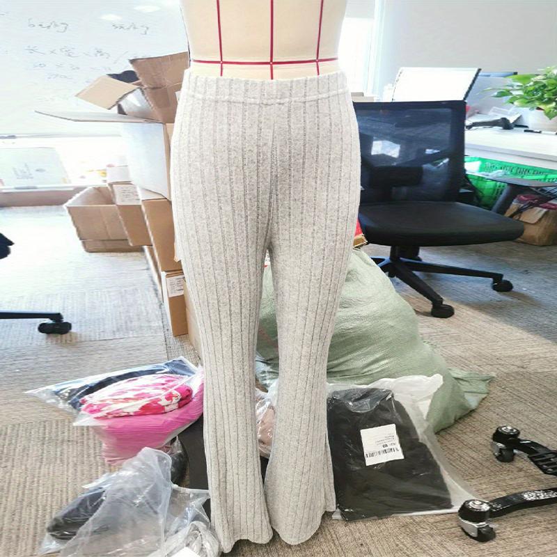Women's Knitted Pullover Pants Two Pieces Set Slim Long Sleeved Mock Neck Top High Waist Wide Leg Pant Outfits