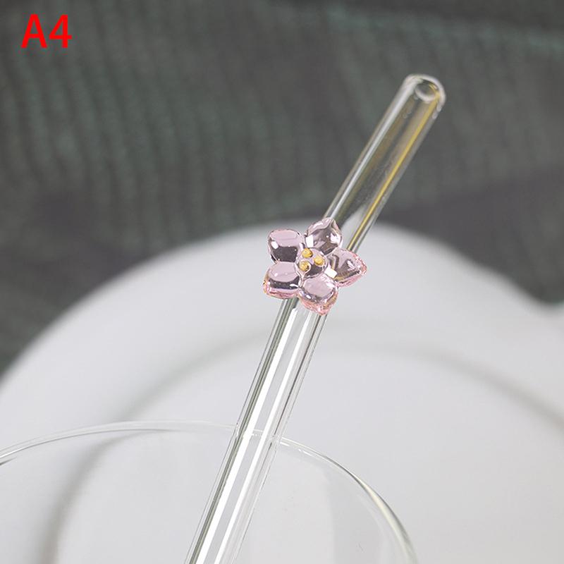 Flower Glass Straw, Reusable Drinking Straws Cute Butterfly For Festival Party Wedding Cocktail Bar Beachs