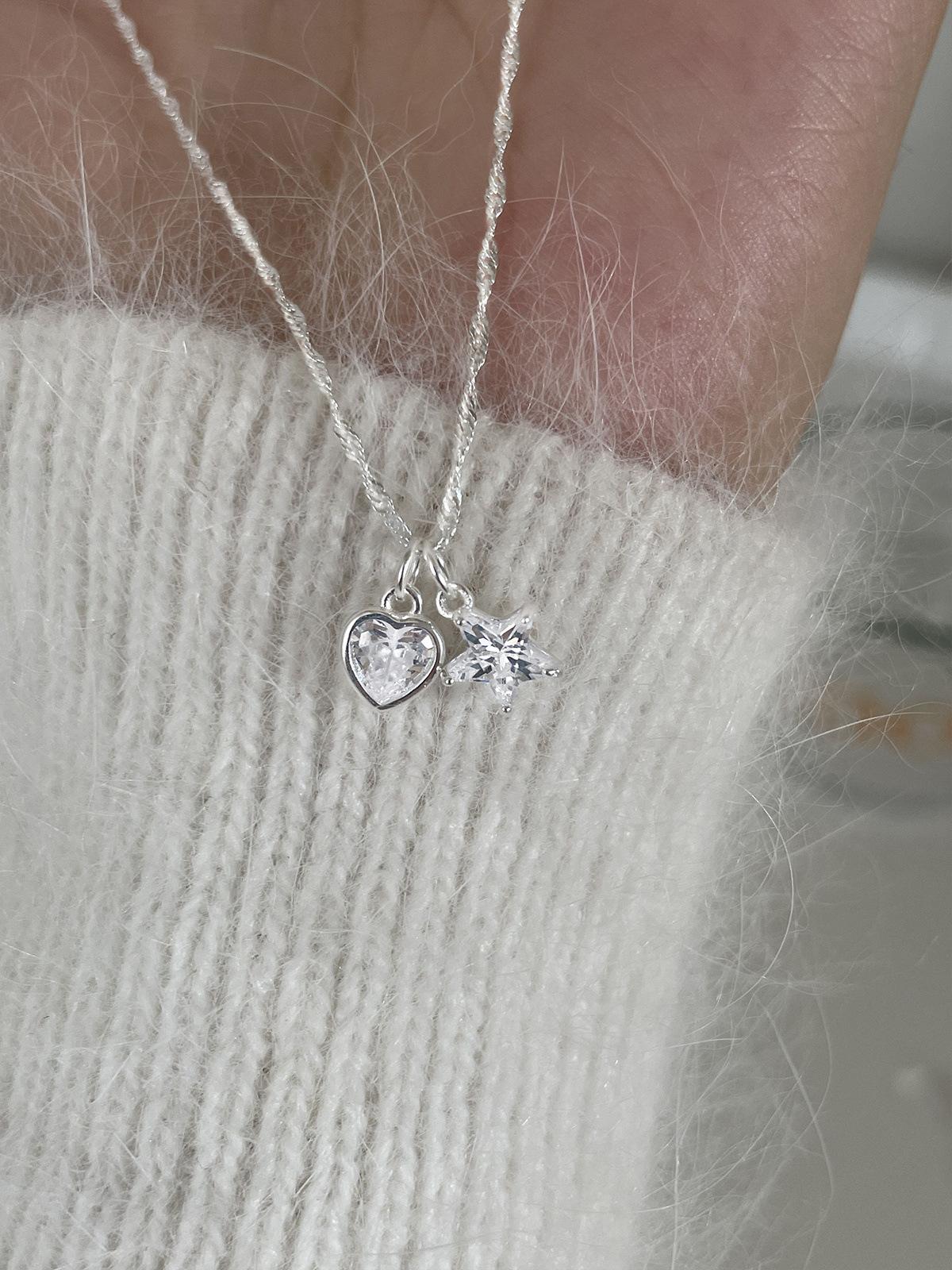 

925 sterling silver dopamine zircon necklace women s light luxury sweet butterfly star collarbone chain exquisite autumn and winter sweater chain 925 silver