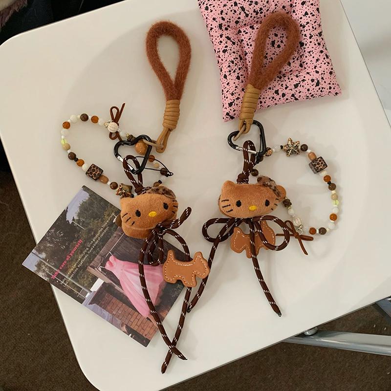 Colgante para Bolso Sanrio Hello Kitty Llavero de Dibujos Animados Maillard Figura de Anime Linda Muñeca con Cuerda Trenzada Regalo de Cumpleaños para Niña