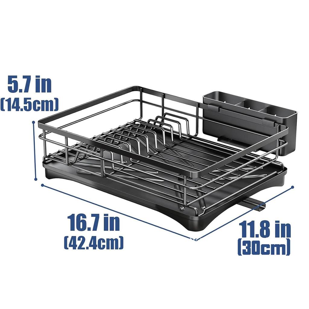 Dish Drying Rack for Kitchen Counter Large Dish Rack with Drainboard Rustproof Dish Drainer with Utensil Holder for Sink