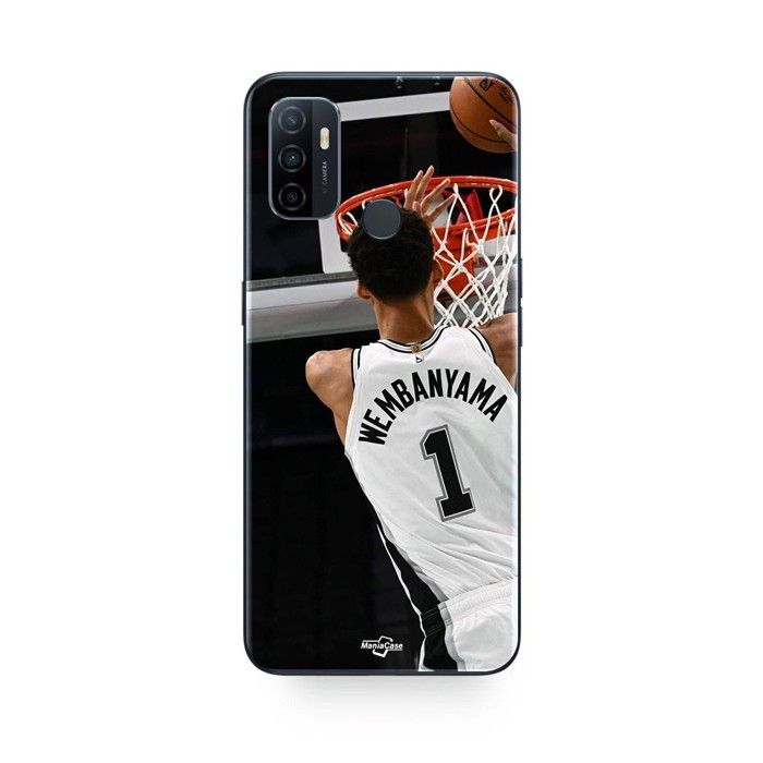 Cover per telefono - MANIACASE - Oppo A32 - Silicone TPU - San Antonio Spurs Dunk - Nero nero
