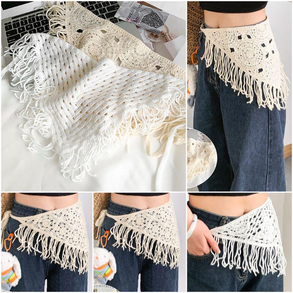 Bohemian Knitted Back Flap Ethnic Style Tassel Hip Apron Knitted Butt Flap  Photo Props