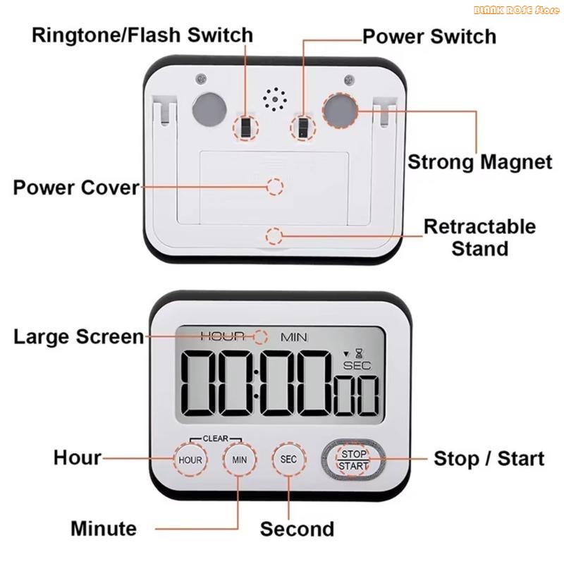 K1AE Count Up/Down Timer for Teacher Classroom Kid Home Table Timer Stopwatch Cooking Timer Kitchen Digital Timer