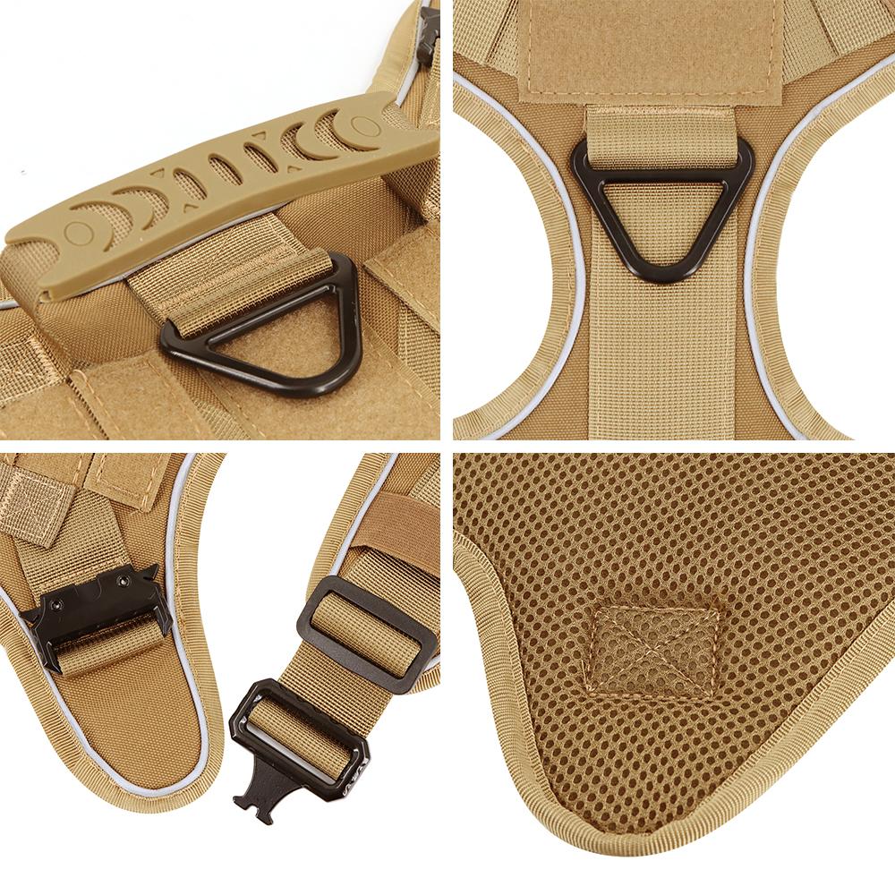 Colete Refletivo para Cães com 4 Fivelas de Metal Tático Militar para Treino de Animais de Estimação Colete Arreios Trela Coleira Acessórios para Cães Grandes