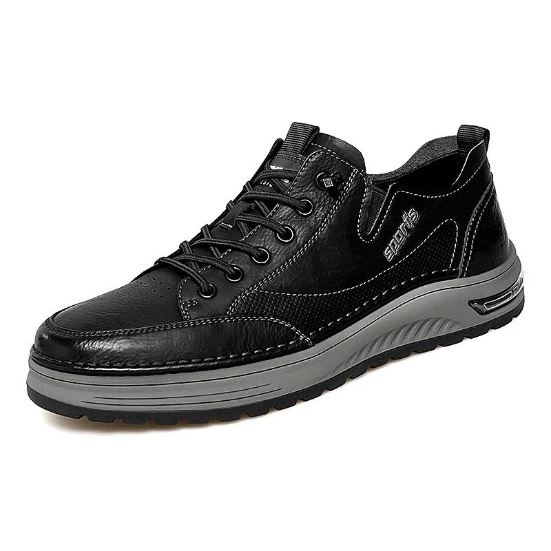 Fashion New Men's Genuine Leather Casual Shoes New Luxury Handmade Outdoor Running Shoes Business Antiskid Men Sneakers Tennis Masculino