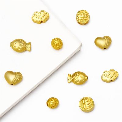 4/5pcs Gold Plated Metal Beads Heart Fish Lotus Flower Charms For Bracelet Making DIY Jewelry Accessories