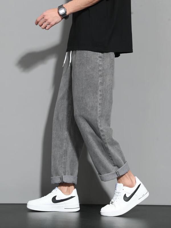 Dingfengbaoluo Men's High-Street Straight Casual Pants