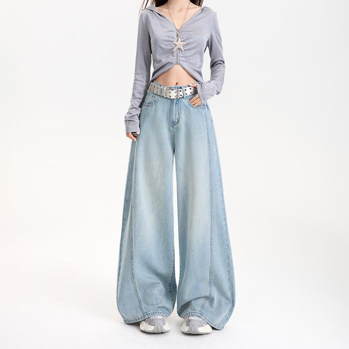 Cotton Loose Wide-leg Pants for Women's Spring and Thin Wide-leg Jeans for Women's Spring and Summer Breathable and Cool Spring and Summer Models