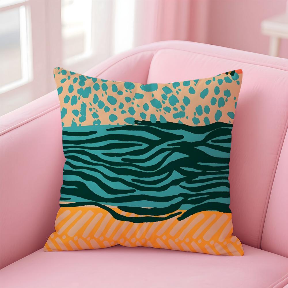 PPlaid and Leopard Print Textures Cushion Cover Pillowcase Short Plush Invisible zipper Room Sofa Cushion Cover