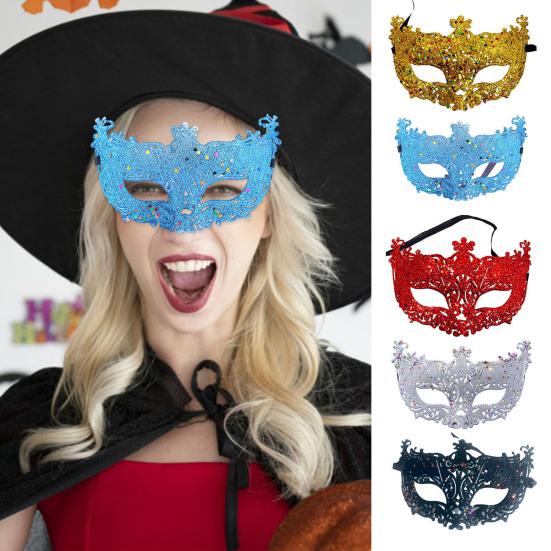 

Masque Non-fading Fall Resistant Anti-Scratch Lace Up Half-face Decoration Fox Sequins Hollow Out Cosplay Masque Stage Accessory