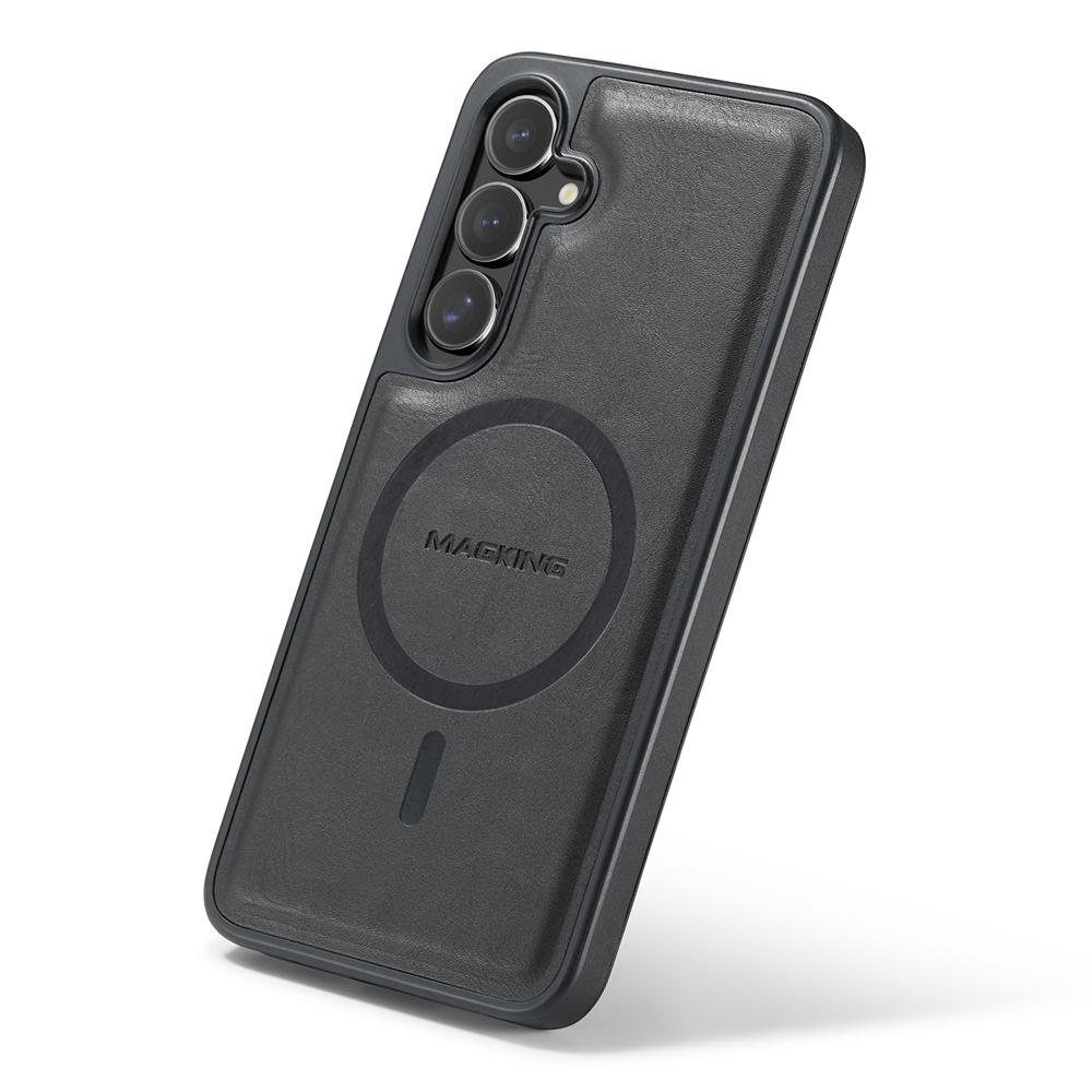 For Samsung Galaxy S24 Magnetic Case PC+TPU+PU Leather Phone Cover