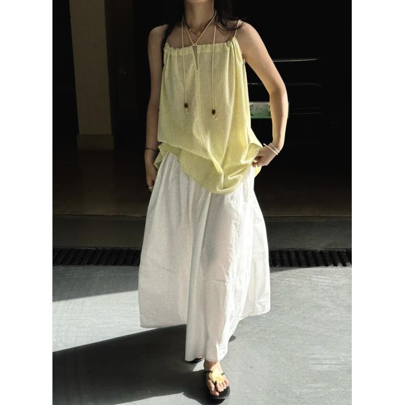 Johnature Japanese Simple Solid Color Skirts Women Summer Casual Comfortable Skirts