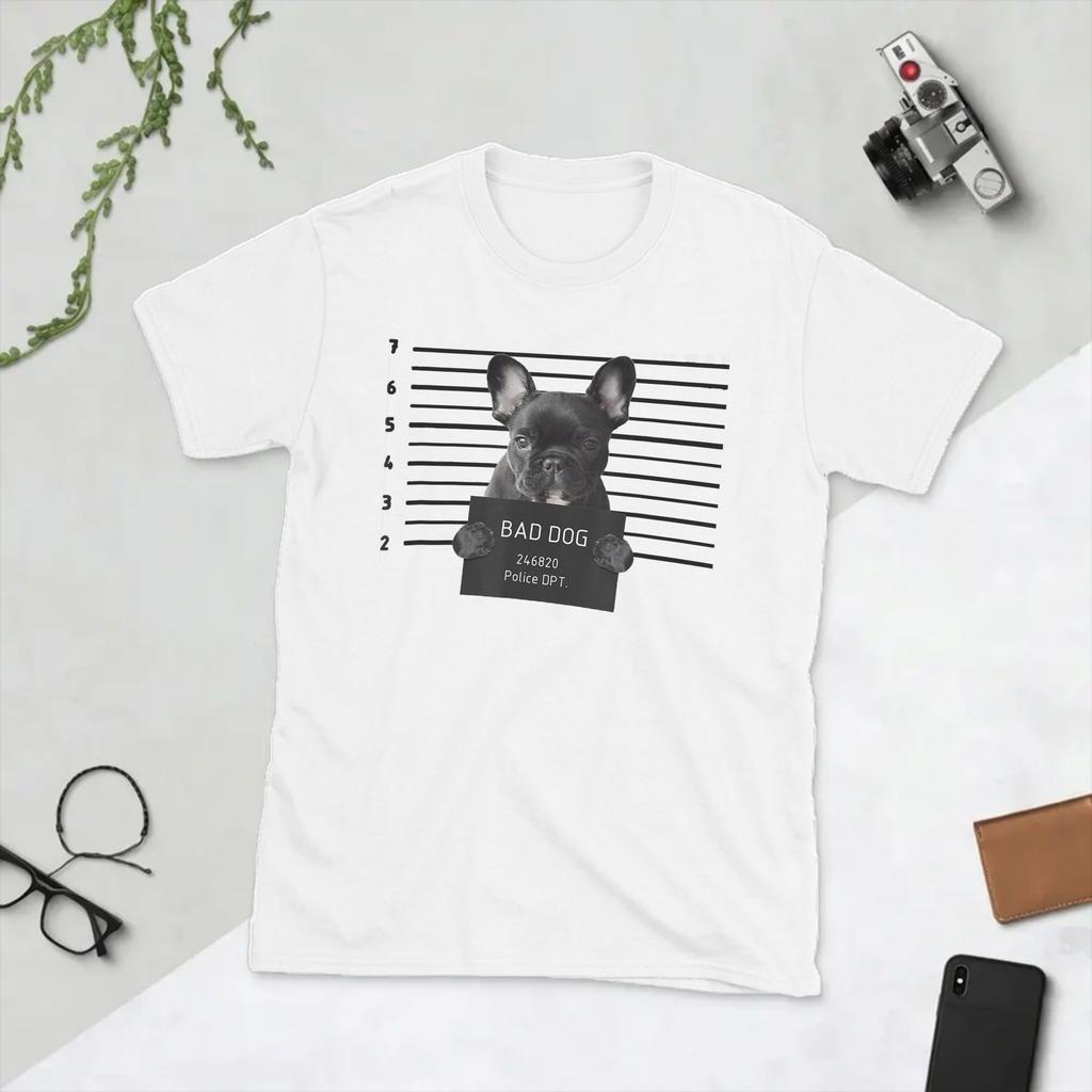 French Bulldog Bad Dog French Prison Dog French Mom Dad Unisexs T Shirt Funny Tee Shirt Short Sleeve TShirt 100 Cotton Clothing
