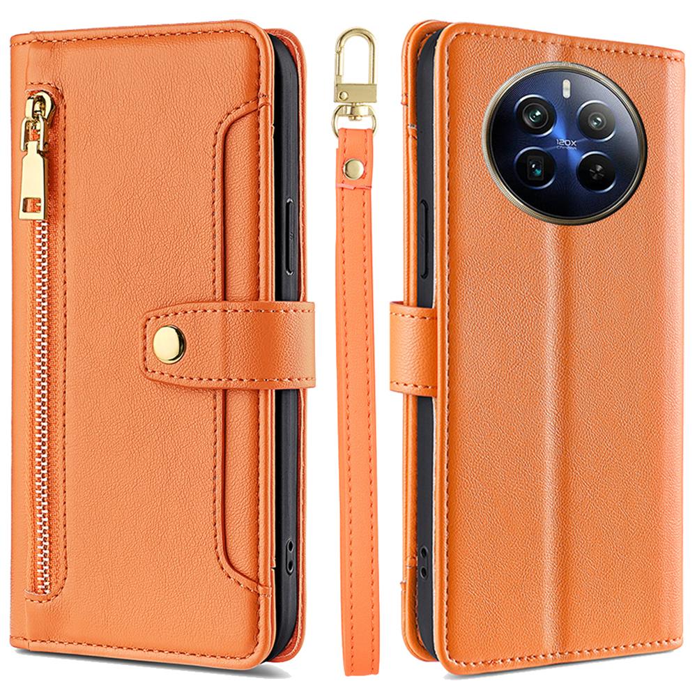For Realme 12 Pro 5G/12 Pro+ 5G Cell Phone Cases Zipper Pocket Leather Crossbody Cover