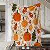 Erntedank-Kuscheldecke – Gemütlicher Kürbis, Truthahn & Herbstlaub mit „Thanksgiving“-Text, für Sofa, Bett, Herbst-Wohnkultur