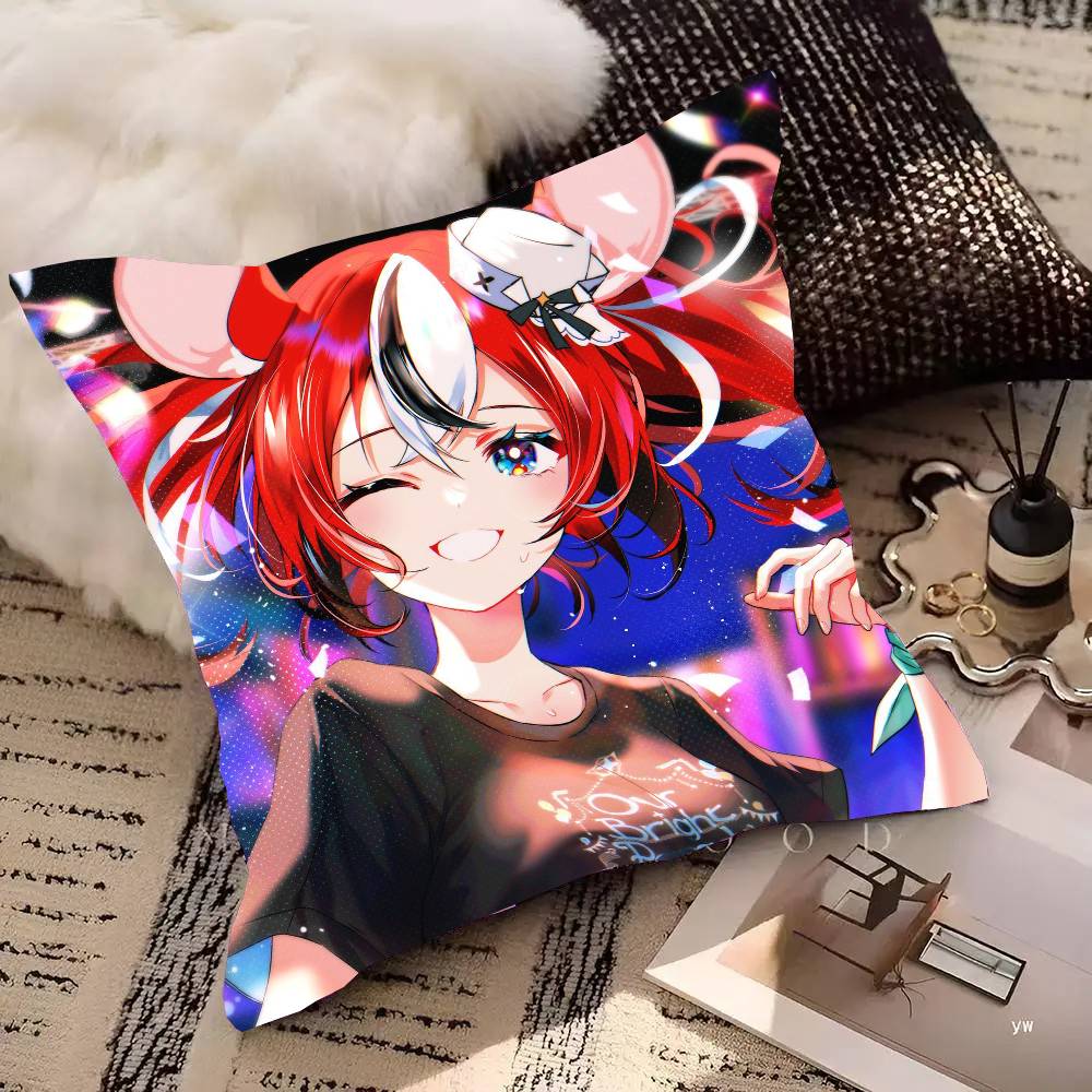 Anime H-Hakos Baelz Pillow Case Fashion Square Pillowcase Bedroom Sofa Room Ins Decoration Leisure
