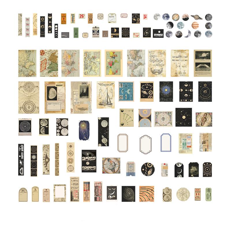 200 Pcs Vintage Clip and Paste Memo Pad Scrapbooking Diary Album Lable Material Decorative Stationery Craft Background Paper