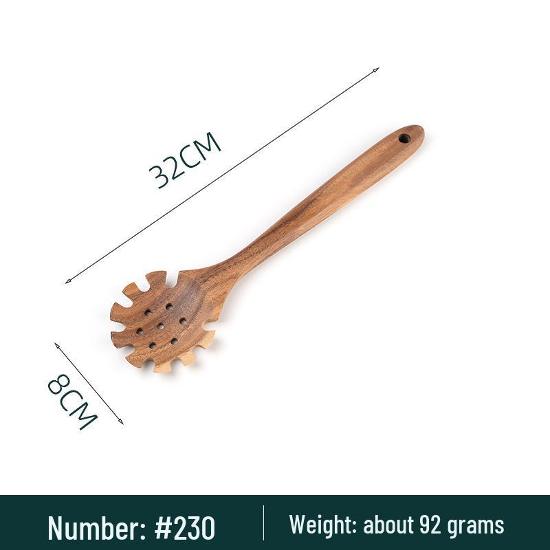 Teak Acacia Wood Kitchen Utensil Set: Spatula, Spoon, Ladle, Turner, Long Handle Rice Spoon